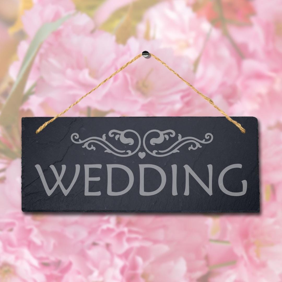 Wedding Laser Engraved Hanging Slate Party Celebration Venue Gate Plaque Sign
