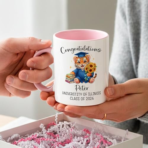 Tiger Graduation Accent Personalized Name | Customised Coffee Mug | 11 OZ