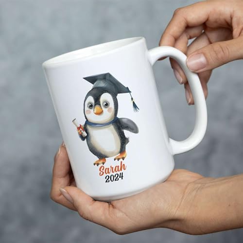 Cute Penguin Wearing Graduation Cap Design | Customised Coffee Mug | 11 OZ