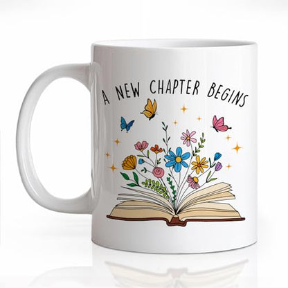 A New Chapter Begins for Women Funny Floral | Ceramic Coffee Mug | 11 OZ