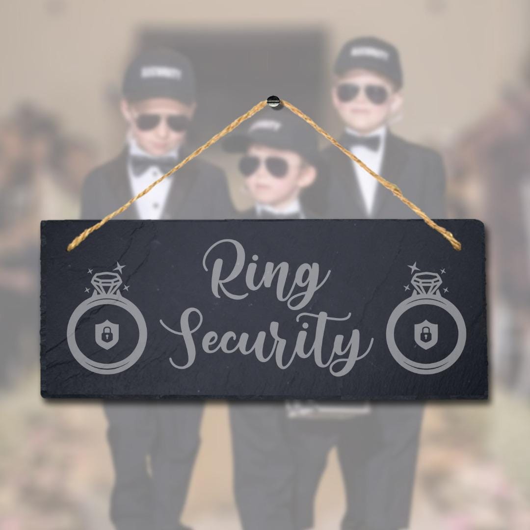 Ring Security Laser Engraved Hanging Slate Wedding Ring Venue Party Plaque Sign