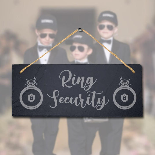 Ring Security Laser Engraved Hanging Slate Wedding Ring Venue Party Plaque Sign