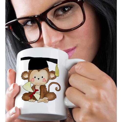Cute Little Monkey Graduate With Cap and | Ceramic Coffee Mug | 11 OZ