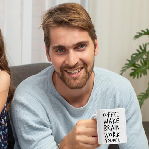 Veracco Make Brain Work Gooder Funny Lover | Ceramic Coffee Mug | 11 OZ