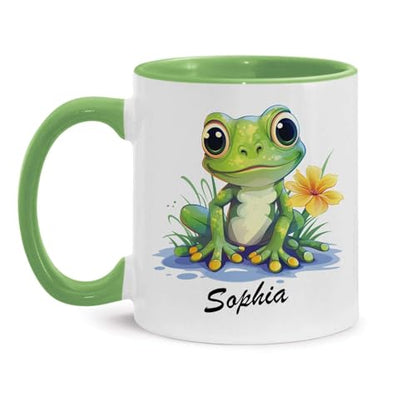 Cute Frog Personalized Name Animal | Customised Coffee Mug | 11 OZ