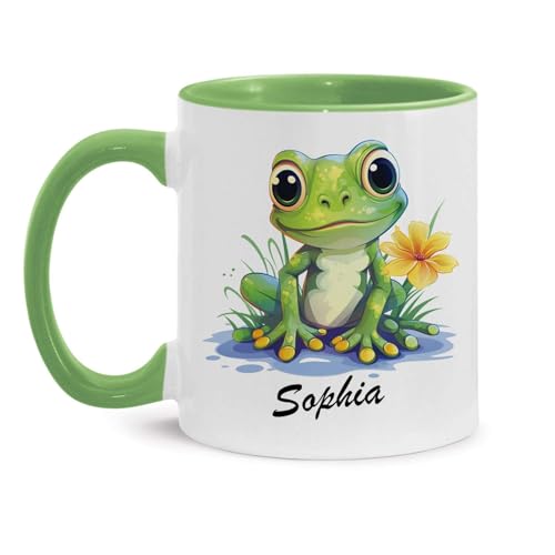 Cute Frog Personalized Name Animal | Customised Coffee Mug | 11 OZ