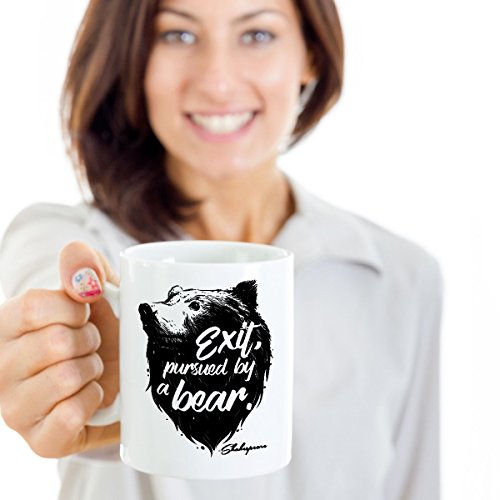Exit Pursued By Bear Funny Shakespeare Script | Ceramic Coffee Mug | 11 OZ