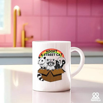 Adopt A Street Cat Funny Raccoon Lover Gifts | Ceramic Coffee Mug | 11 OZ