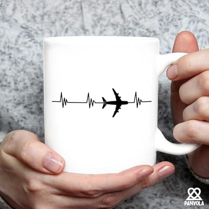 Airplane Heartbeat Pilot Gifts Aviation | Ceramic Coffee Mug | 11 OZ