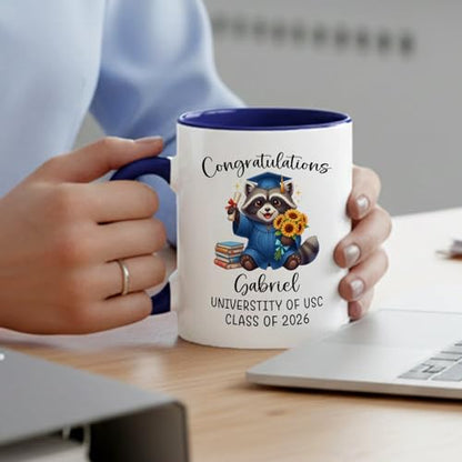 Raccoon Graduate Accent Gift For Son | Customised Coffee Mug | 11 OZ