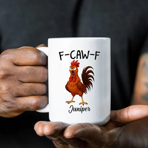 Personalized Caw-F Chicken Pun 11 Custom | Customised Coffee Mug | 11 OZ