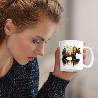 Bear And Mountains Personalized Name Custom | Customised Coffee Mug | 11 OZ