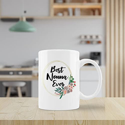 Best Nonna Ever Floral Grandma Milk Farmhouse | Ceramic Coffee Mug | 11 OZ
