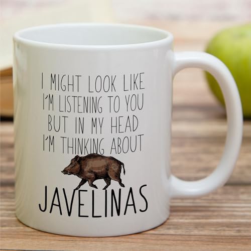 Funny Javelina Lover Thinking About Javelinas | Ceramic Coffee Mug | 11 OZ