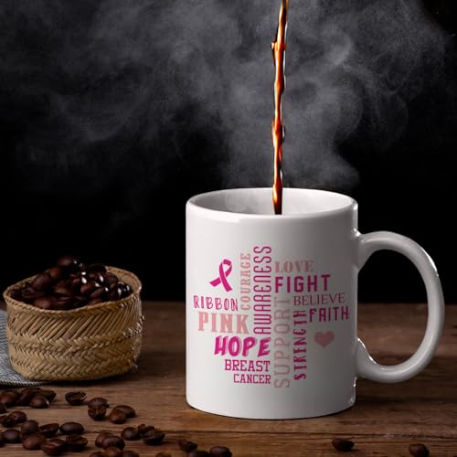 Veracco Breast Cancer Awareness Ribbon | Ceramic Coffee Mug | 11 OZ