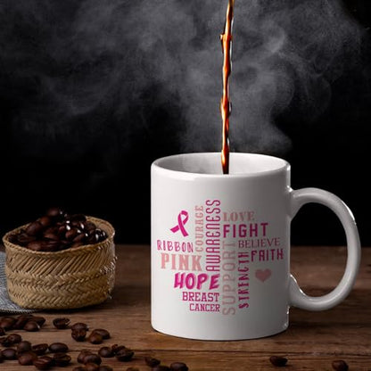 Veracco Breast Cancer Awareness Ribbon | Ceramic Coffee Mug | 11 OZ
