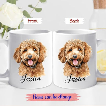 Personalized Name Brown Poodle Accent | Customised Coffee Mug | 11 OZ