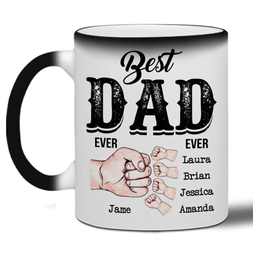 WHIDOBE Personalized Dad 4 Kids Custom Fist | Customised Coffee Mug | 11 OZ