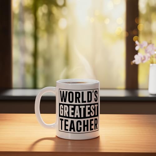 Best Teacher World s Greatest | Ceramic Coffee Mug | 11 OZ