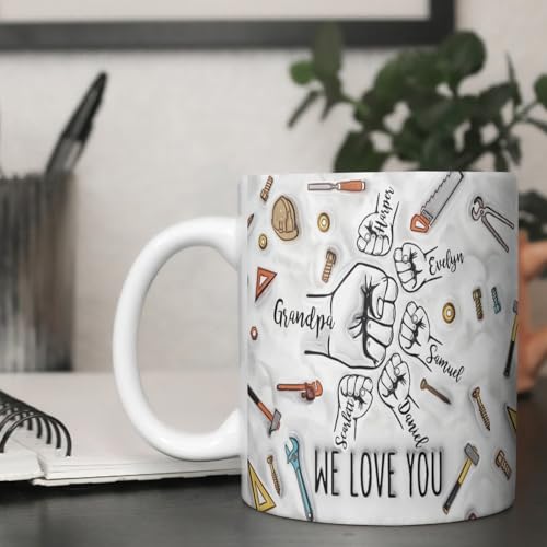 Custom Grandpa with Names Personalized Fist | Customised Coffee Mug | 11 OZ