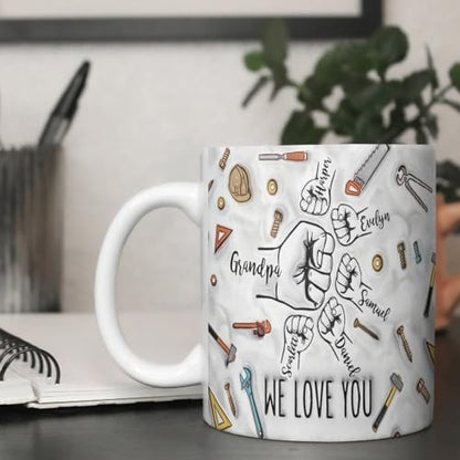 Custom Grandpa with Names Personalized Fist | Customised Coffee Mug | 11 OZ