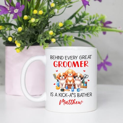 Personalized Dog Groomer Behind Every Great | Customised Coffee Mug | 11 OZ