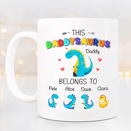 This Daddysaurus Belongs To 4 Kids | Customised Coffee Mug | 11 OZ