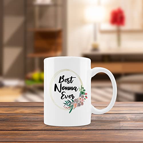 Best Nonna Ever Floral Grandma Milk Farmhouse | Ceramic Coffee Mug | 11 OZ