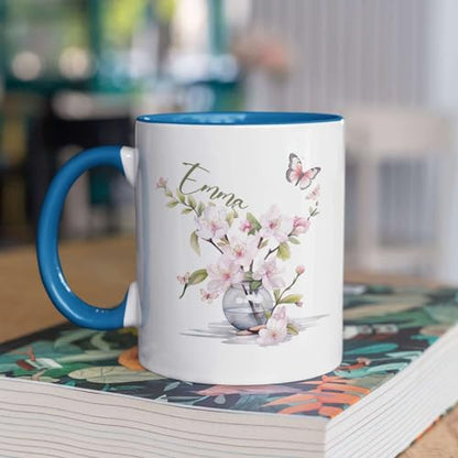 Floral Design Customized Cherry Blossom | Customised Coffee Mug | 11 OZ