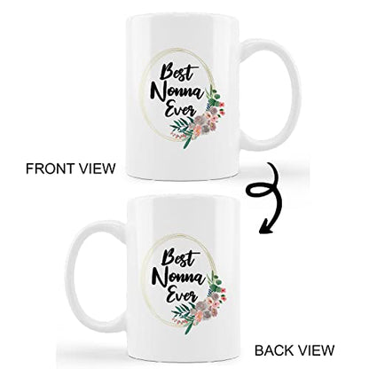 Best Nonna Ever Floral Grandma Milk Farmhouse | Ceramic Coffee Mug | 11 OZ