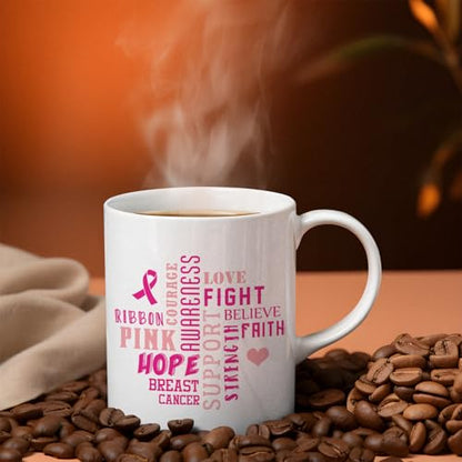 Veracco Breast Cancer Awareness Ribbon | Ceramic Coffee Mug | 11 OZ