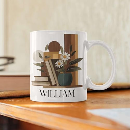Custom Book Lover Personalized Name with | Customised Coffee Mug | 11 OZ