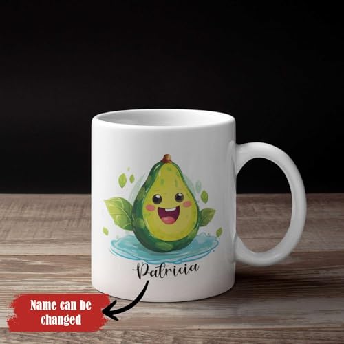 Novelty Avocado Personalized Name Cute | Customised Coffee Mug | 11 OZ
