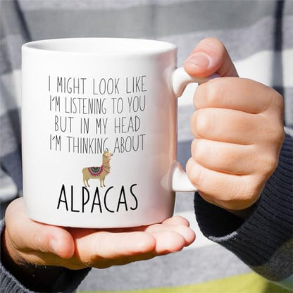 Funny Alpaca Lover Thinking About Alpacas or | Ceramic Coffee Mug | 11 OZ