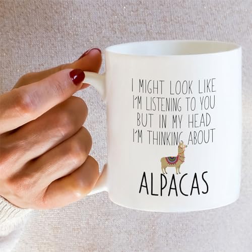 Funny Alpaca Lover Thinking About Alpacas or | Ceramic Coffee Mug | 11 OZ