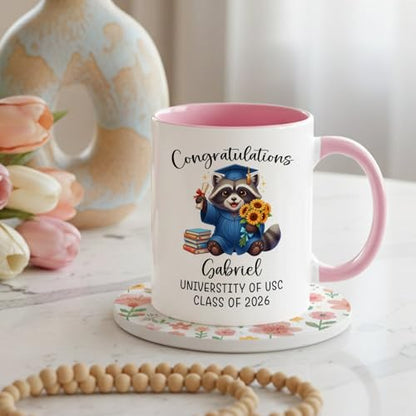 Raccoon Graduate Accent Gift For Son | Customised Coffee Mug | 11 OZ