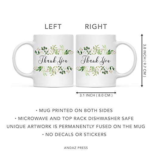 Thank You Gratitude Gift Greenery Leaves | Ceramic Coffee Mug | 11 OZ