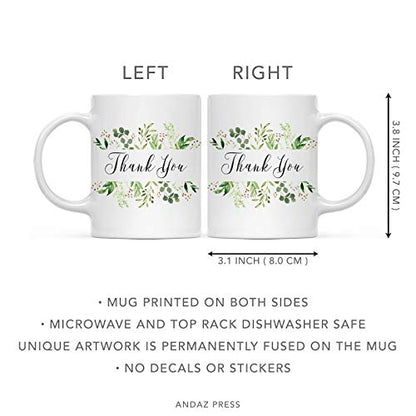 Thank You Gratitude Gift Greenery Leaves | Ceramic Coffee Mug | 11 OZ