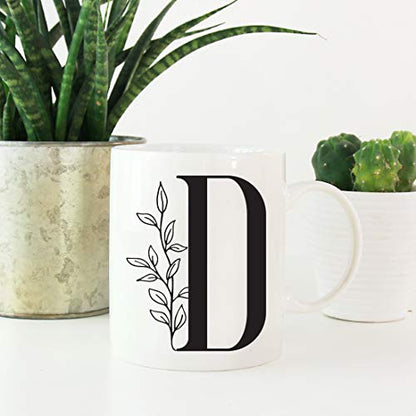 Gift Elegant Design Monogram Initial Letter D | Ceramic Coffee Mug | 11 OZ