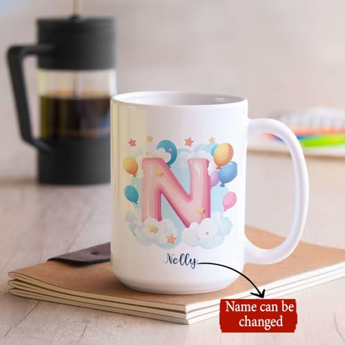 Initial N Decorative Custom Name Letter | Customised Coffee Mug | 11 OZ