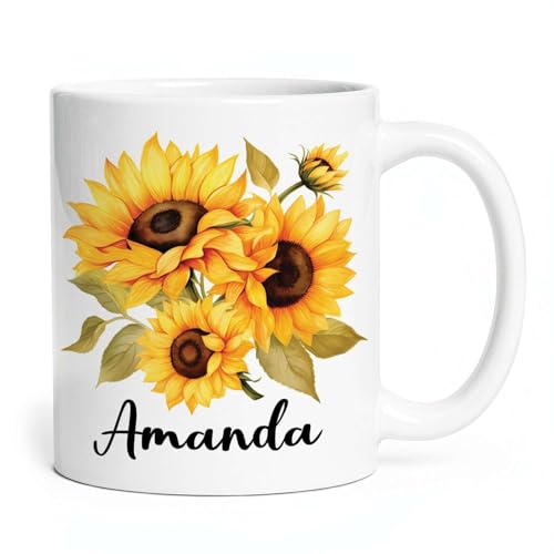 Customized Sunflower Choose Name Custom | Customised Coffee Mug | 11 OZ