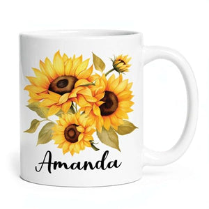 Customized Sunflower Choose Name Custom | Customised Coffee Mug | 11 OZ
