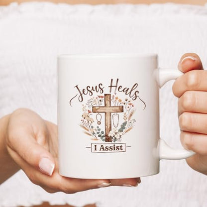 Jesus Heals I Assist Christian Nurse Faith | Ceramic Coffee Mug | 11 OZ