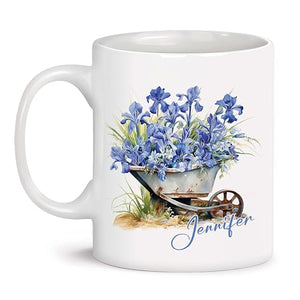 Custom Iris Personalized Name On Porcelain | Customised Coffee Mug | 11 OZ