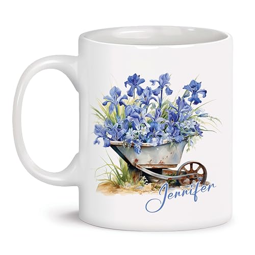Custom Iris Personalized Name On Porcelain | Customised Coffee Mug | 11 OZ