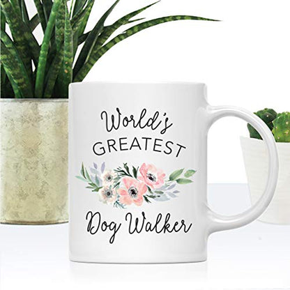 Gift for Women World s Greatest Dog Walker | Ceramic Coffee Mug | 11 OZ