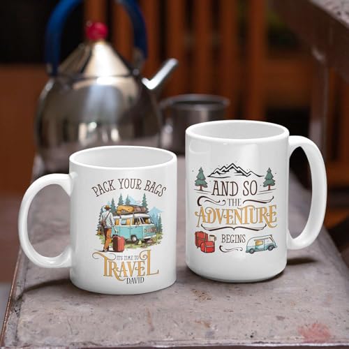 Beautiful Caravan Design Customized Name | Customised Coffee Mug | 11 OZ