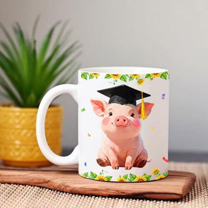 Personalized Happy Graduation Pig Graduate | Customised Coffee Mug | 11 OZ