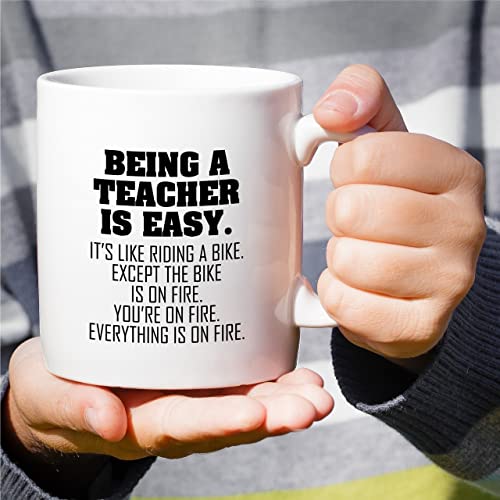 Funny Being a Teacher is Easy Except the Bike | Ceramic Coffee Mug | 11 OZ