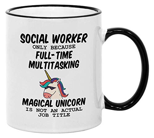Funny Social Worker Only Because Full-Time | Ceramic Coffee Mug | 11 OZ